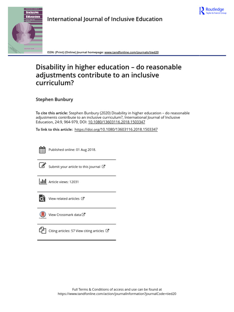 Reasonable Adjustments in Inclusive Education | PDF | Disability ...