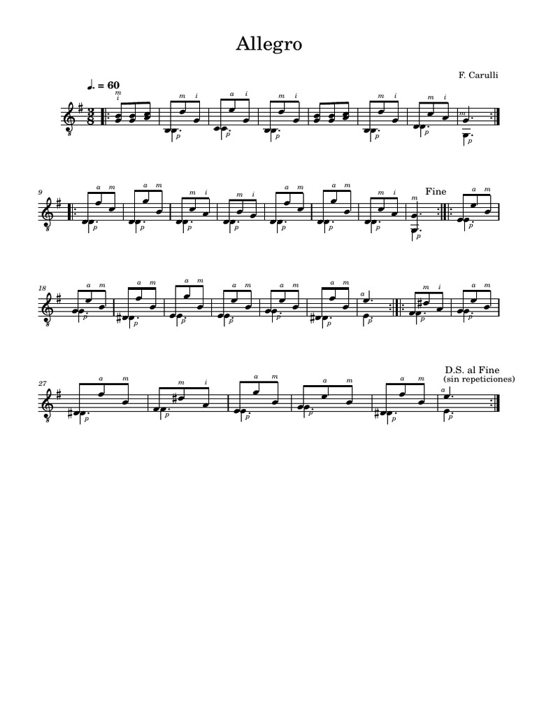Allegro by F. Carulli Sheet Music | PDF