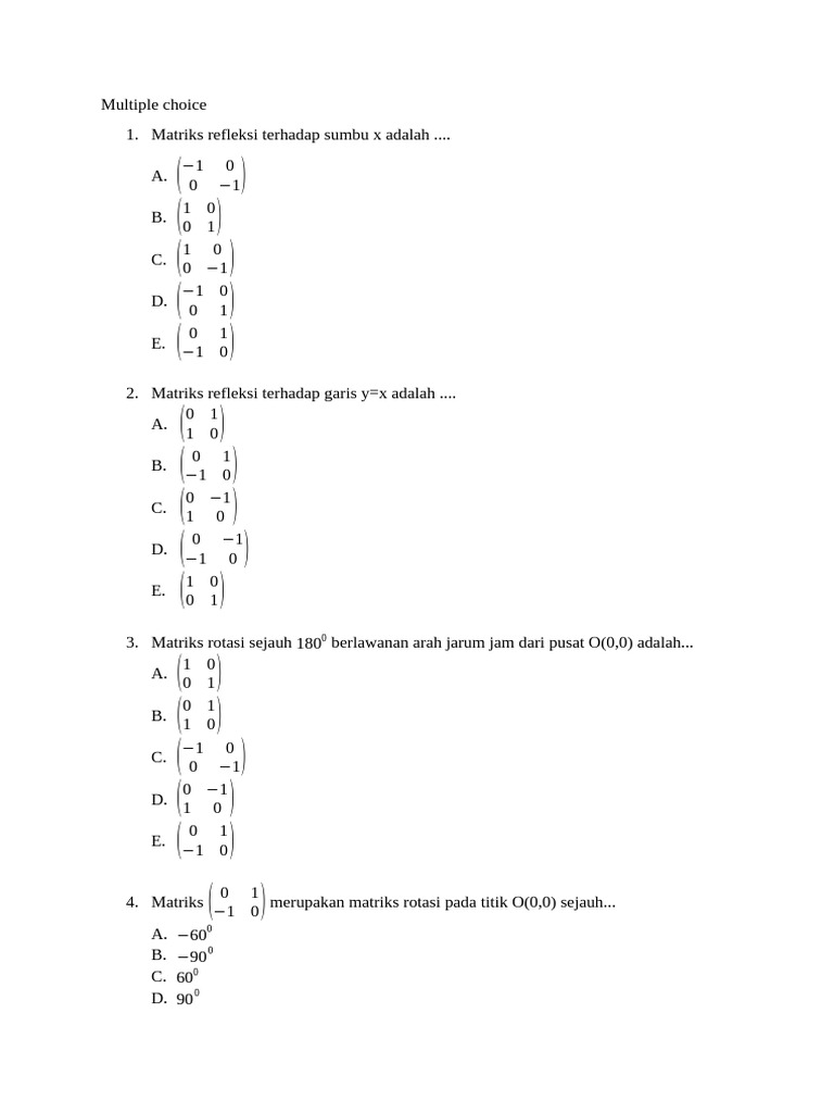 Matriks Transformasi Geometri dan Refleksi | PDF