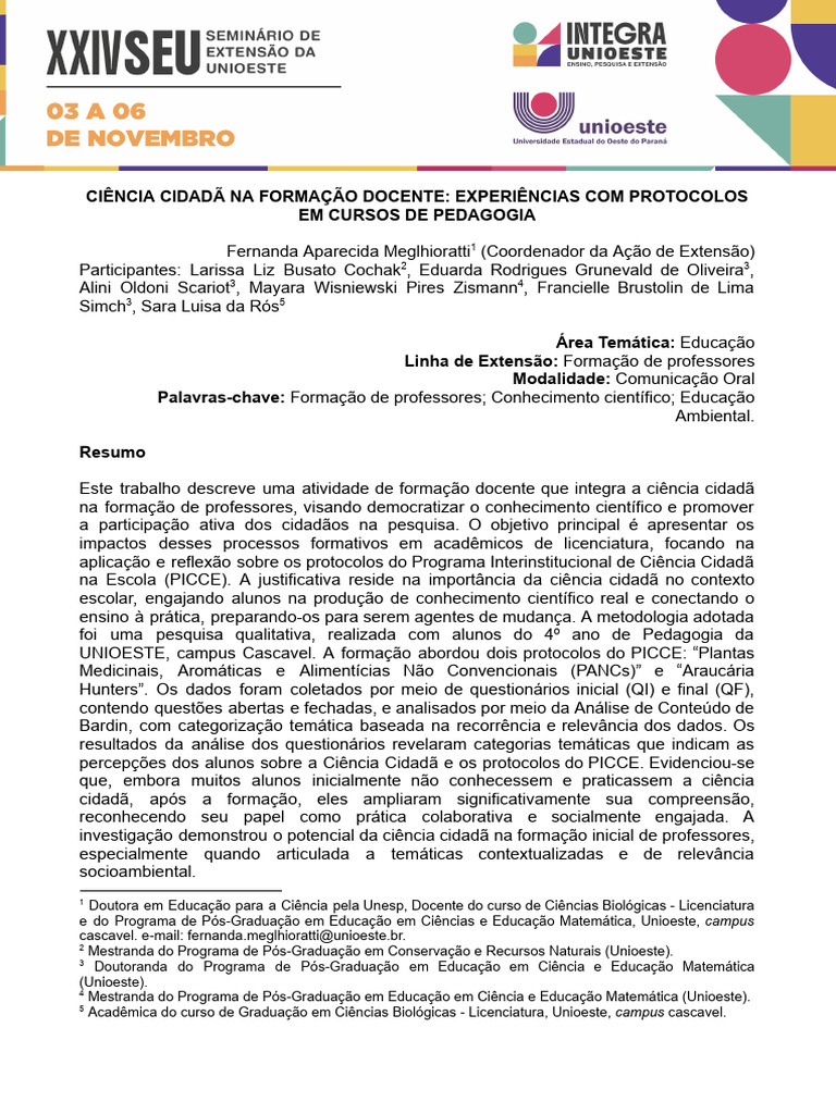 Ciência Cidadã na Formação de Professores | PDF | Science | Pedagogia