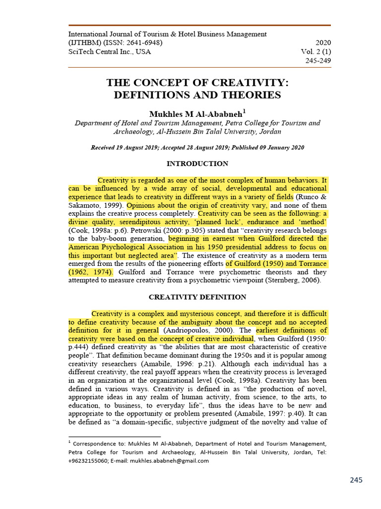 Understanding Creativity: Definitions & Theories | PDF | Creativity ...