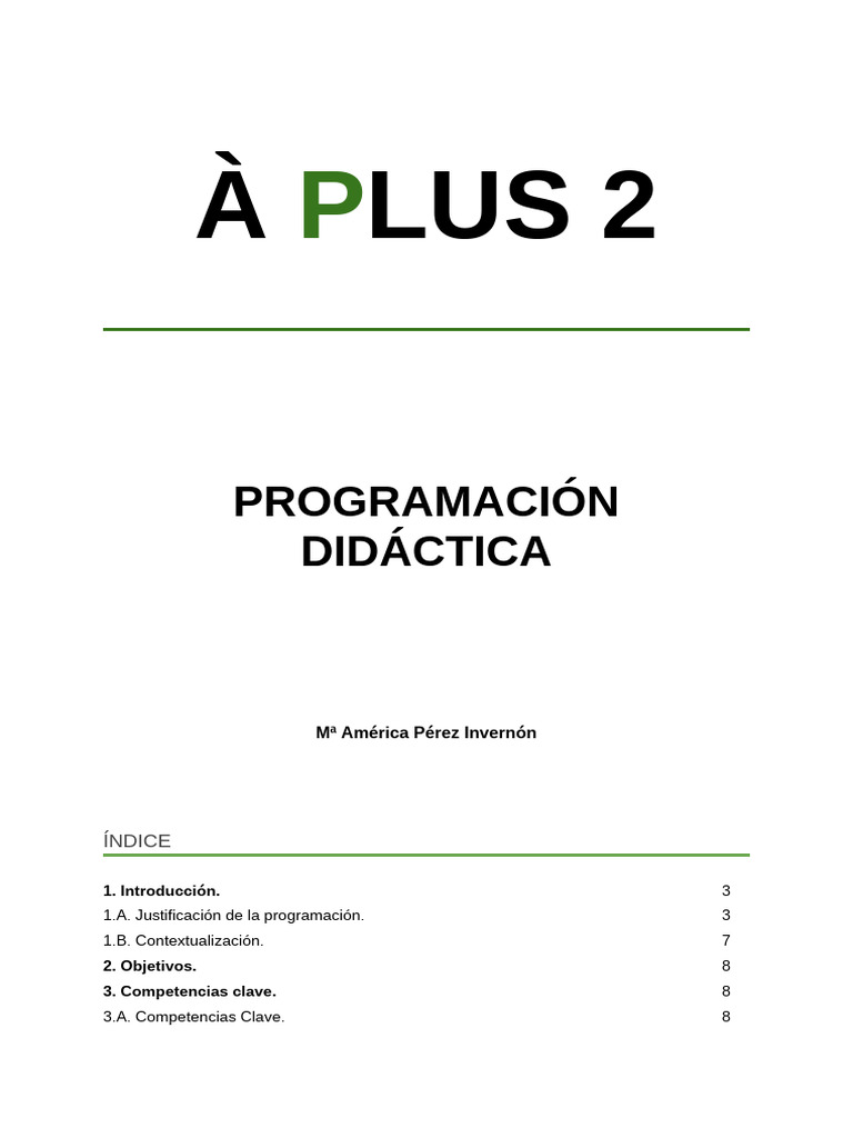 Programación Didáctica À Plus 2 | PDF | Educación primaria | Plan de ...