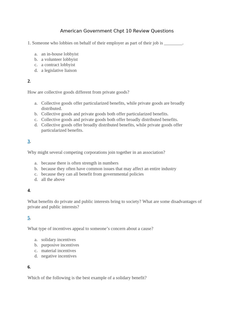 American Government Chpt 10 Review Questions | PDF | Political Action ...