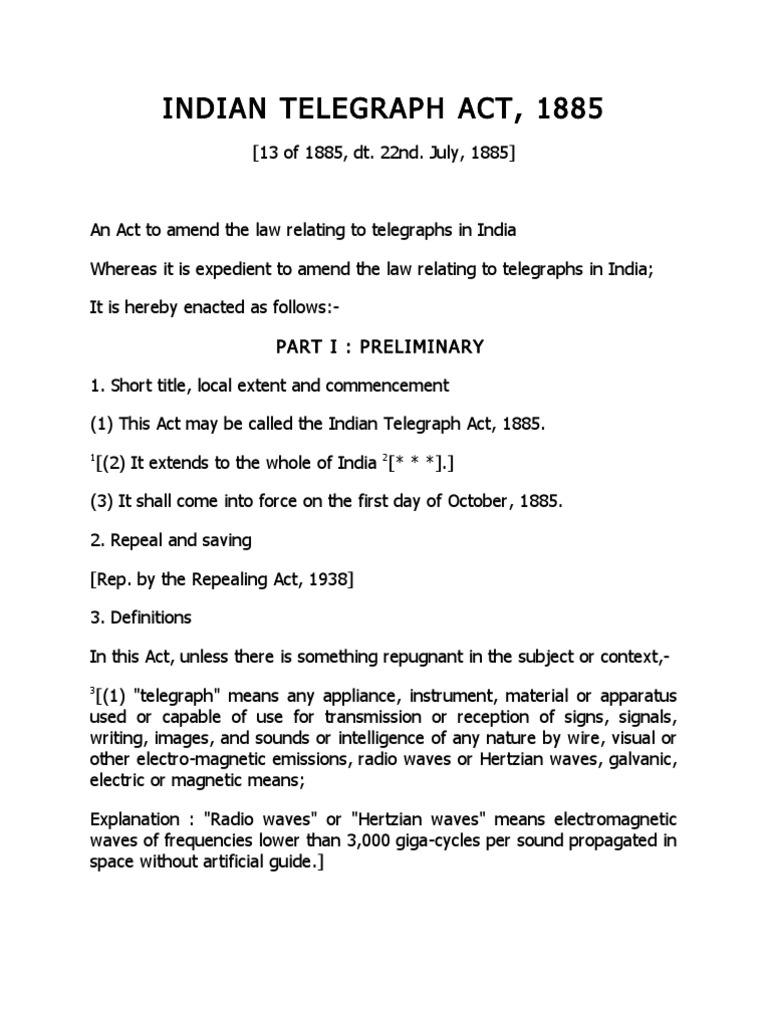 Indian Telegraph Act, 1885 PDF Magistrate Fine (Penalty)