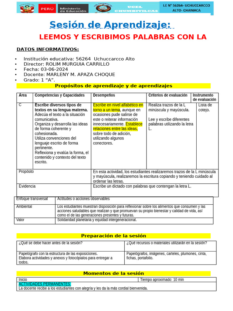 Actividades de Escritura con la Letra L | PDF | Aprendizaje | Caso de carta