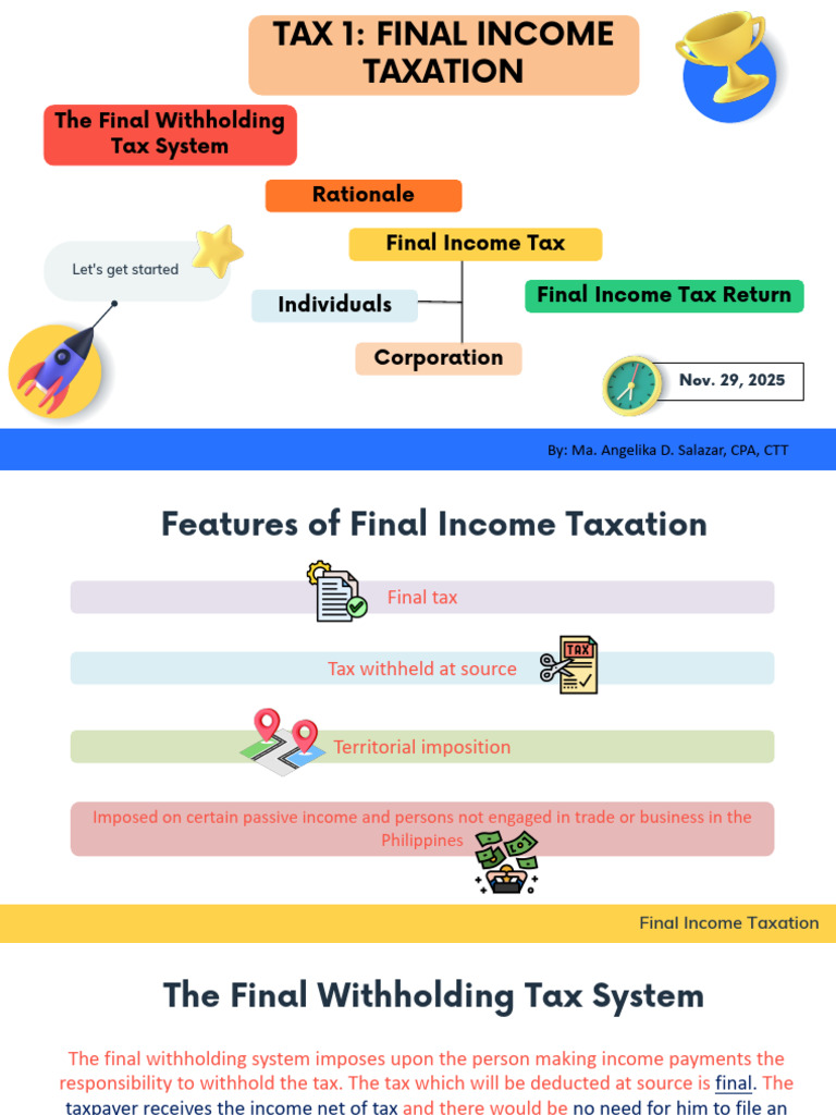 Final Income Taxation in the Philippines | PDF | Dividend | Taxes