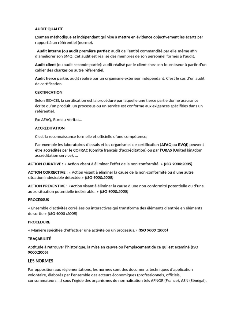 Audit et normes ISO pour la qualité | PDF | Audit | Système de ...