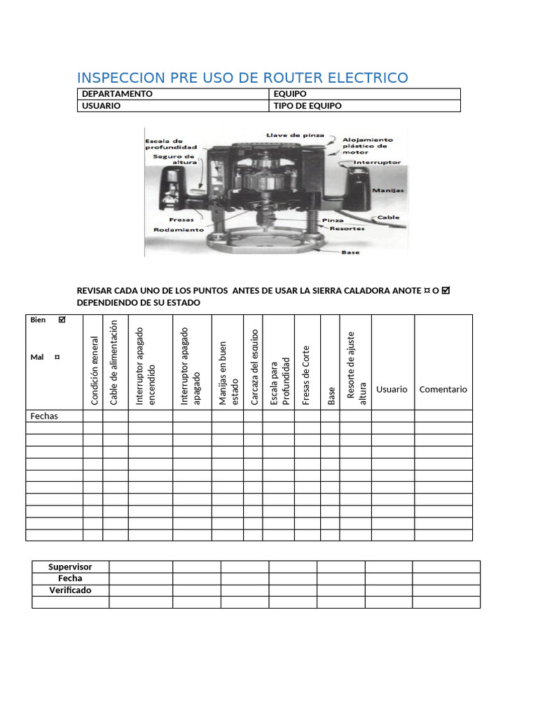 Pre Uso Router Electrico | PDF | Ingenieria Eléctrica | Electricidad