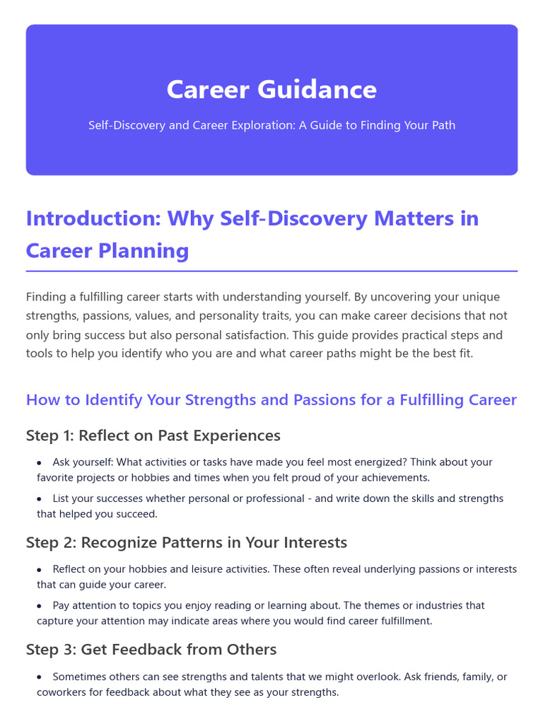Career Exploration and Goal Setting Guide | PDF | Goal | Résumé