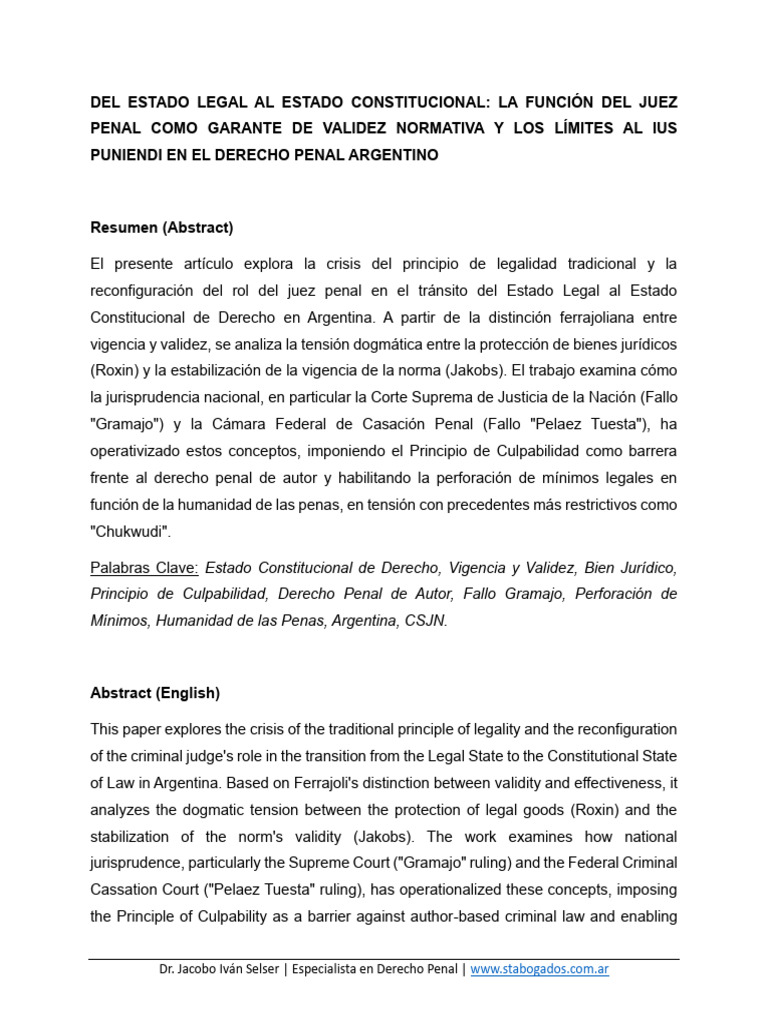 Rol del Juez Penal en Argentina | PDF | Derecho penal | Caso de ley