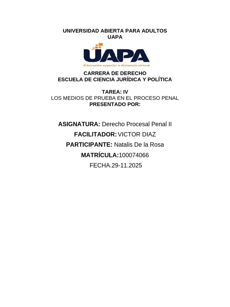 Tarea IV de Derecho Penal II | PDF | Evidencia (ley) | Ley Pública