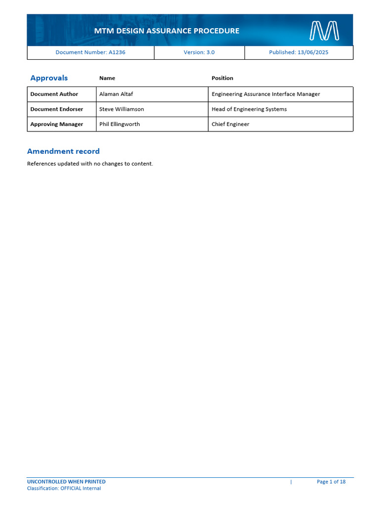 MTM Design Assurance Procedure Guide | PDF | Rail Transport ...
