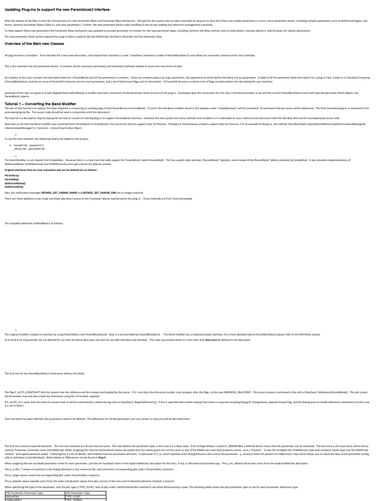 Update Plug-ins for ParamBlock2 Support | PDF | Parameter (Computer ...