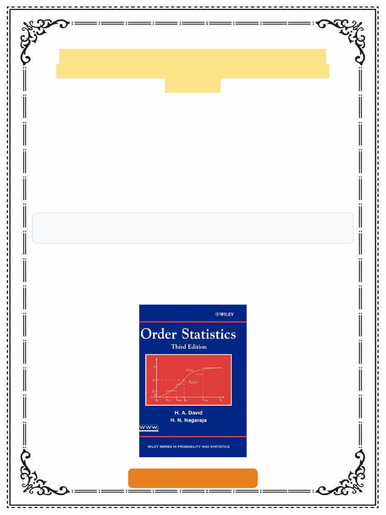 Order Statistics 3rd Edition Edition Herbert Aron David Ebook Ready To ...