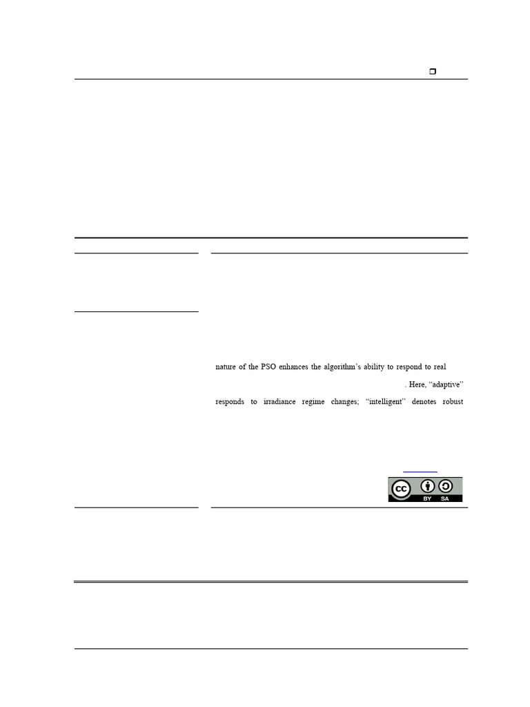 Adaptive PSO for MPPT in PV Systems | PDF | Photovoltaics | Electric Power