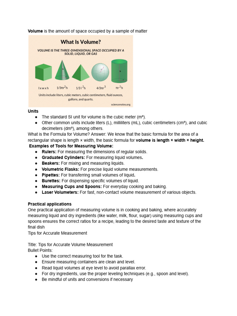 Understanding Volume Measurement Basics | PDF | Volume | Quantity