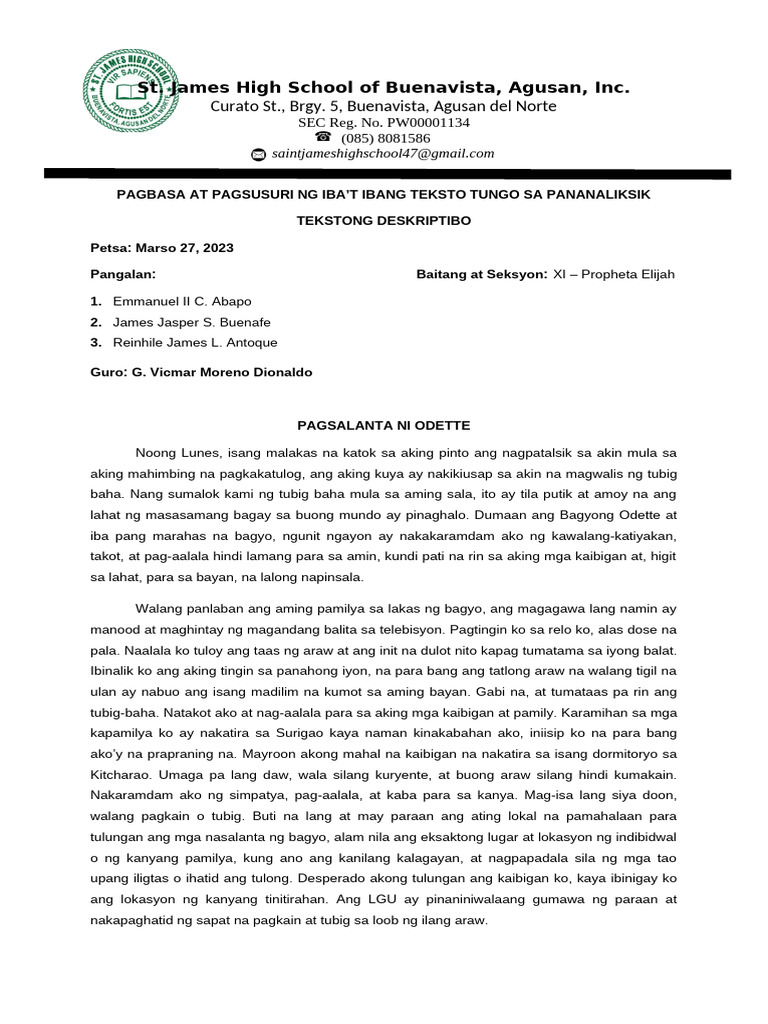 Filipino Emmanuel James Renhile | PDF