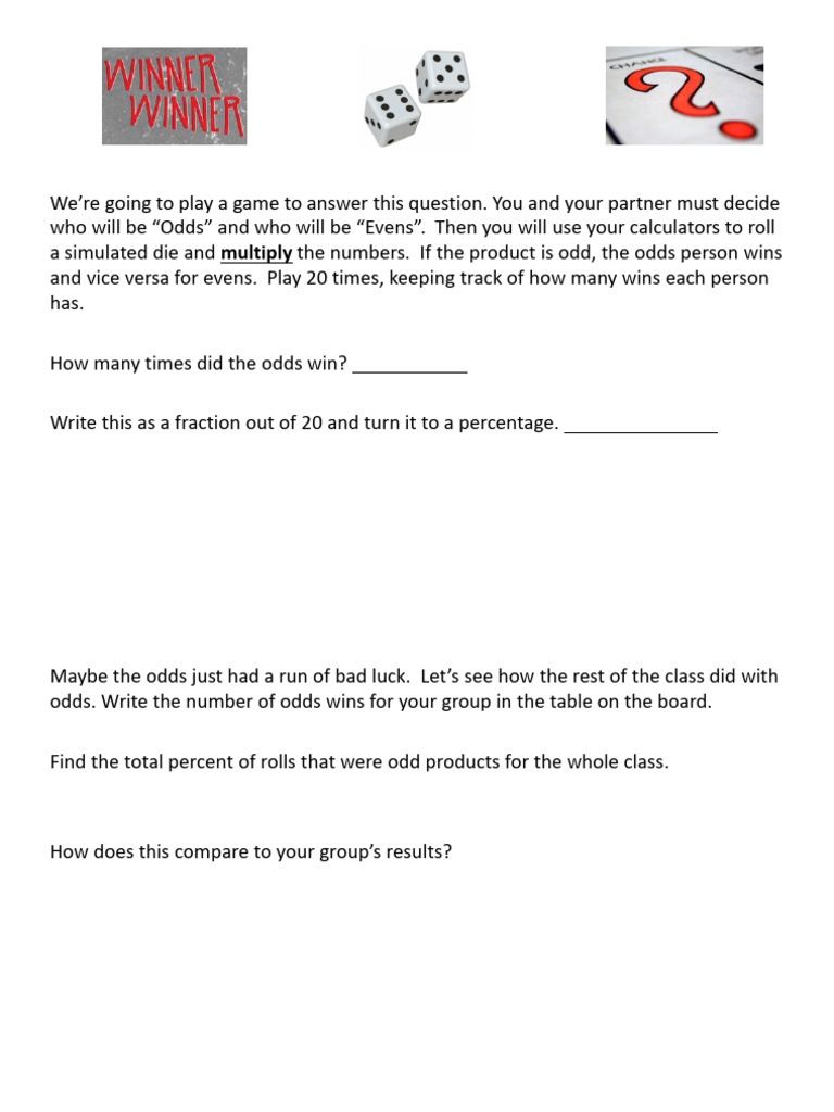 Probability Game with Dice Outcomes | PDF | Probability Theory ...