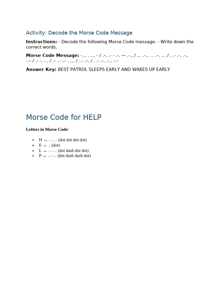 Decode Morse Code Activity Guide | PDF