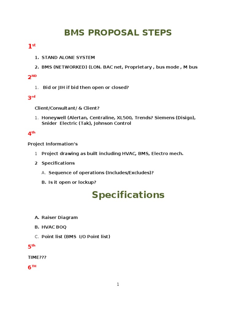 BMS Proposal Steps Overview | PDF | Technology & Engineering