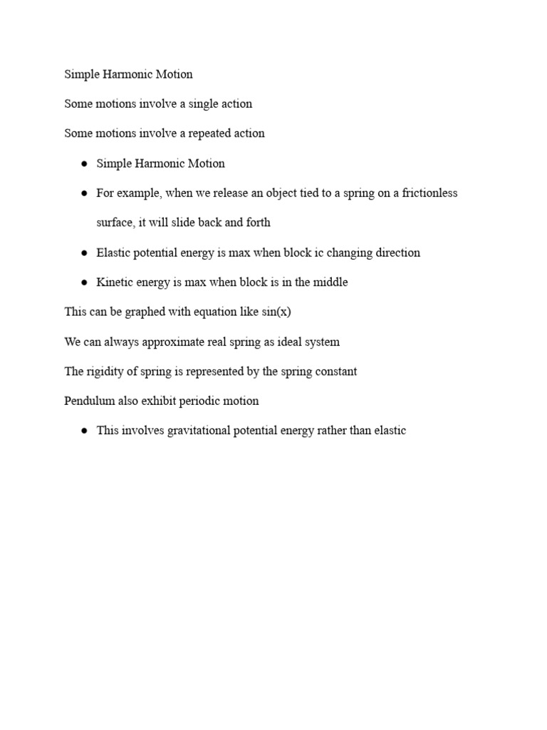 Physics Simple Harmonic Motion Notes | PDF