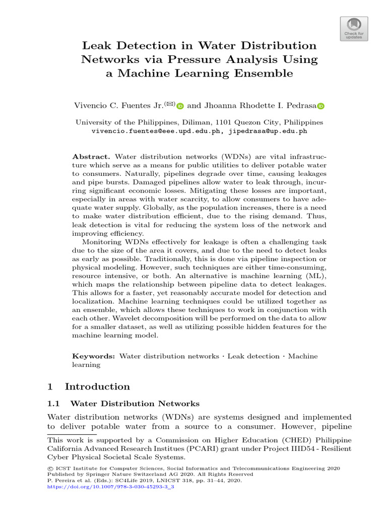 Leak Detection in Water Networks Using ML | PDF | Receiver Operating ...