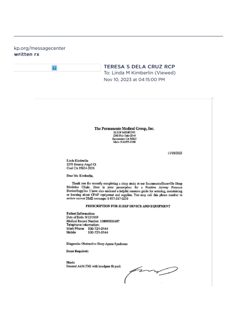 Inbox - Message Center - Kaiser Permanente 3 | PDF
