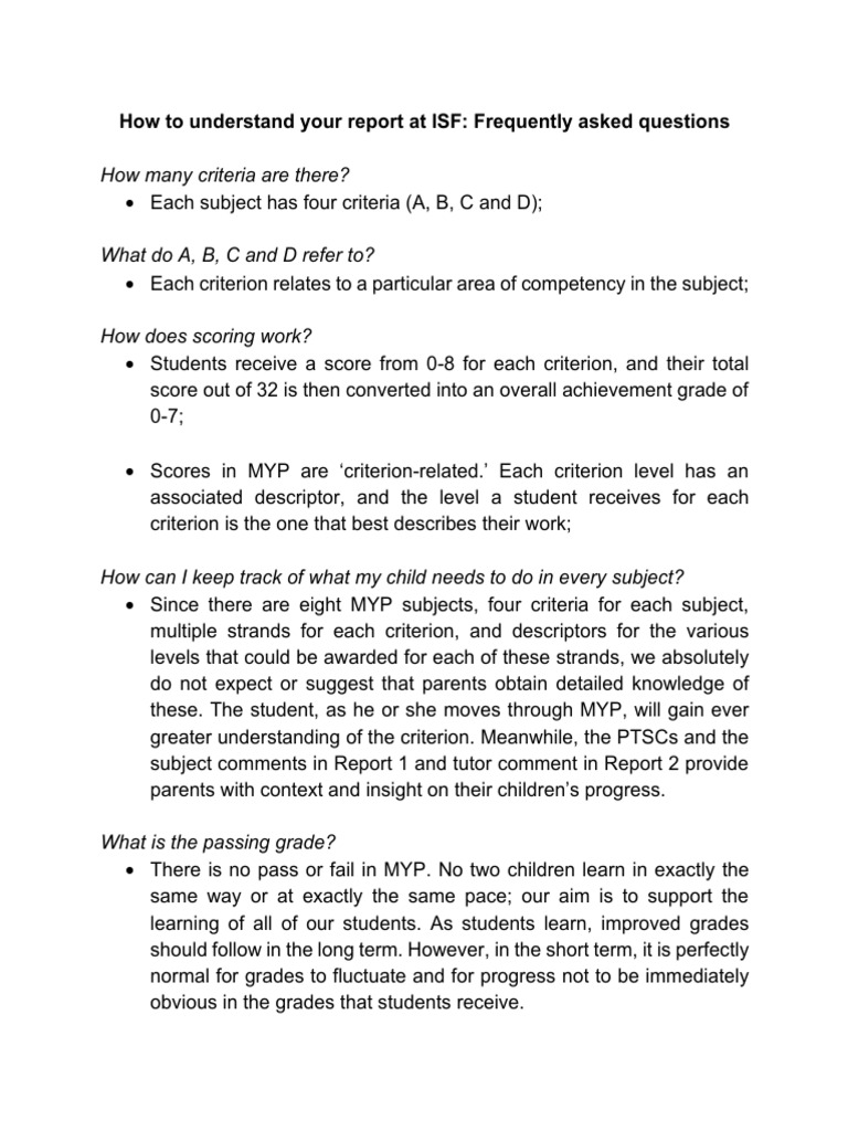 Understanding ISF Report FAQs | PDF | Learning | Teachers
