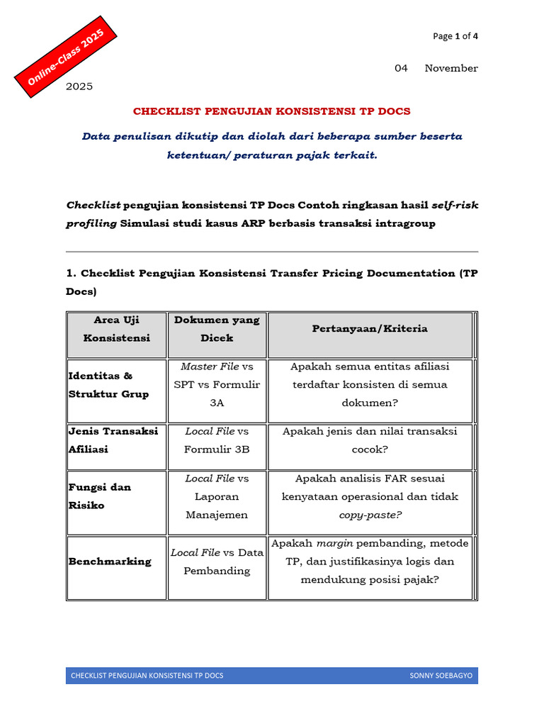 Checklist Konsistensi TP Docs 2025 | PDF