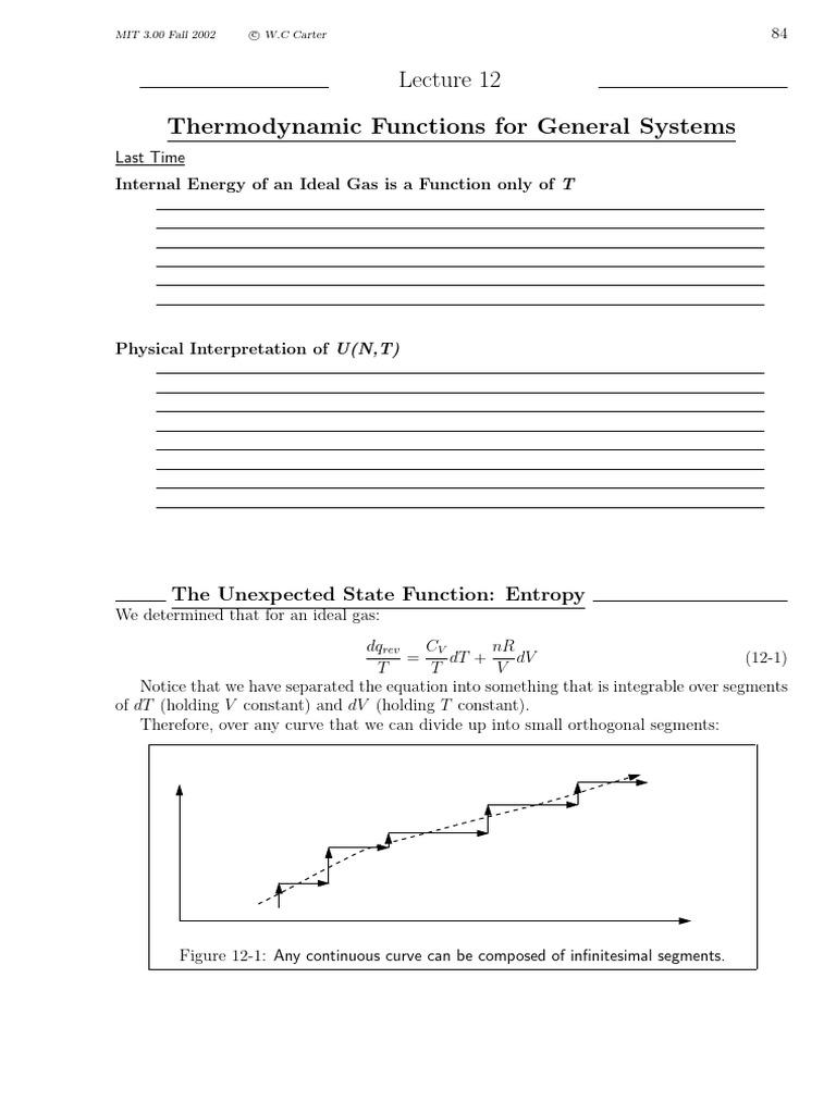 Thermodynamic Functions For General Systems Lecture - 12 | PDF | Gibbs ...
