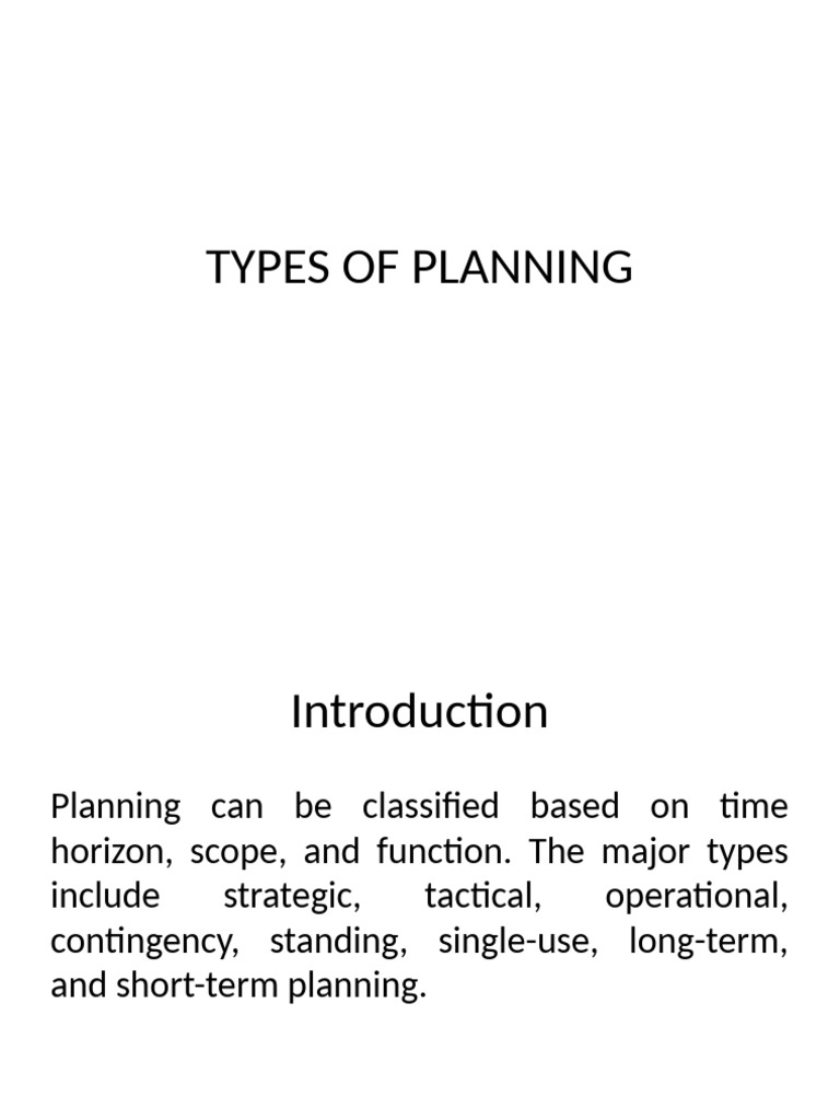 Types of Planning Explained | PDF | Business