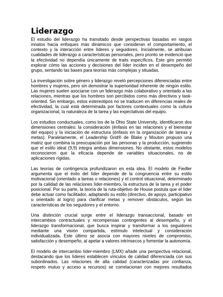 Evolución y Tipos de Liderazgo Efectivo | PDF | Liderazgo | Psicología ...
