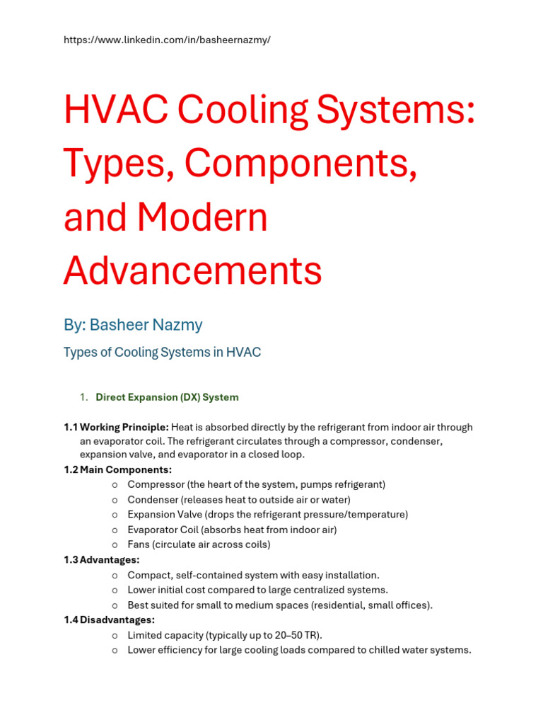 HVAC Cooling Systems Overview | PDF | Air Conditioning | Humidity