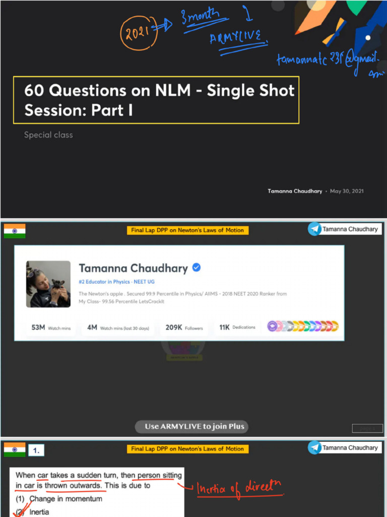 60 Questions On NLM Single Shot Session Part I With Anno | PDF