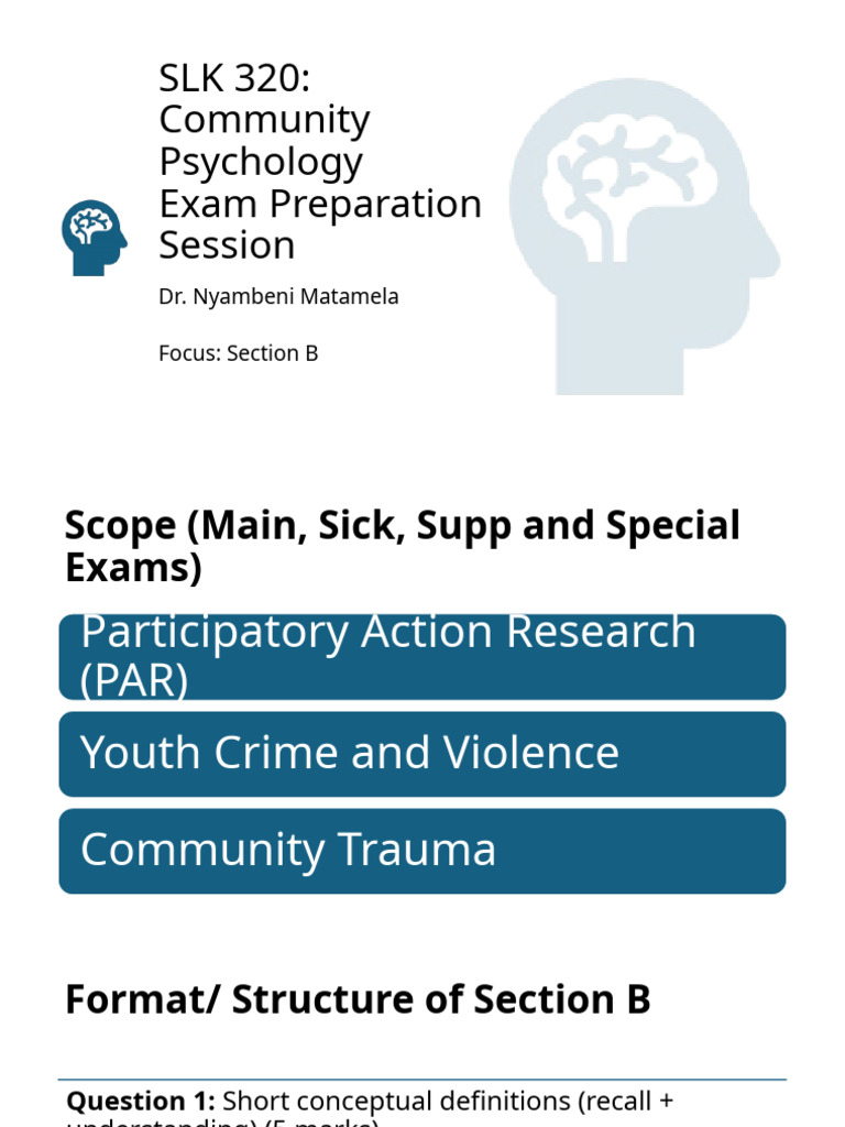 SLK 320 Exam Preps - Tagged | PDF | Participatory Action Research ...