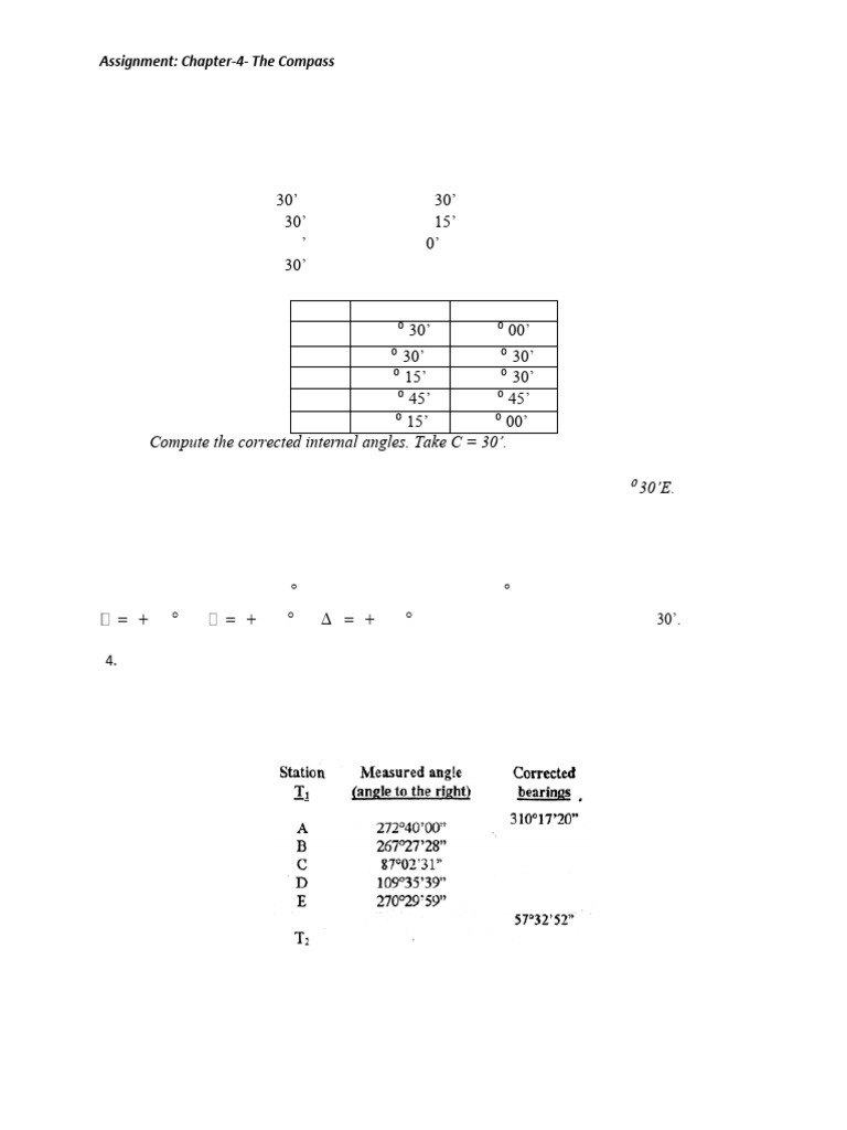 Compass Traverse Calculations Guide | PDF | Compass | Angle