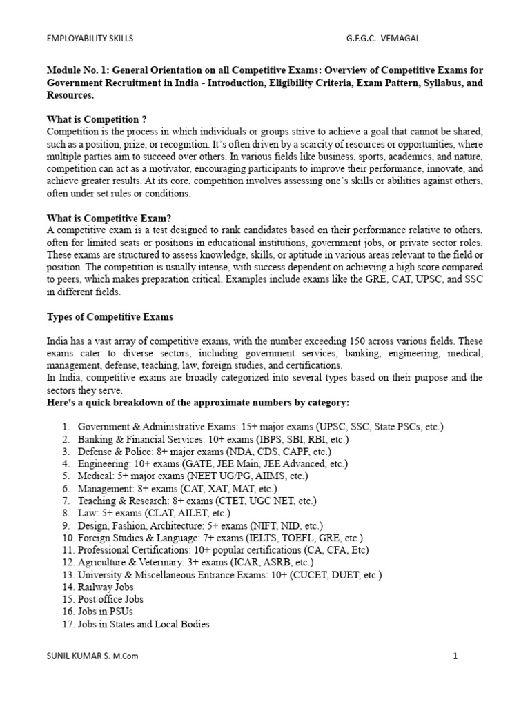 Overview of Competitive Exams in India | PDF