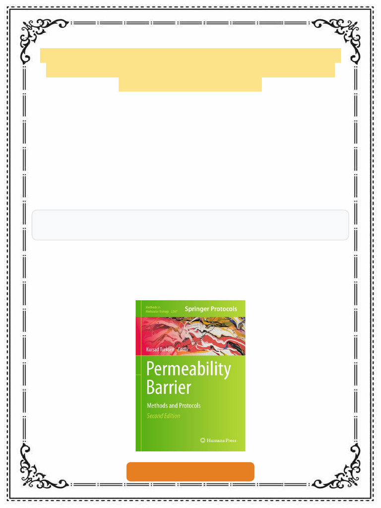Permeability Barrier Methods and Protocols 2nd Edition Kursad Turksen ...