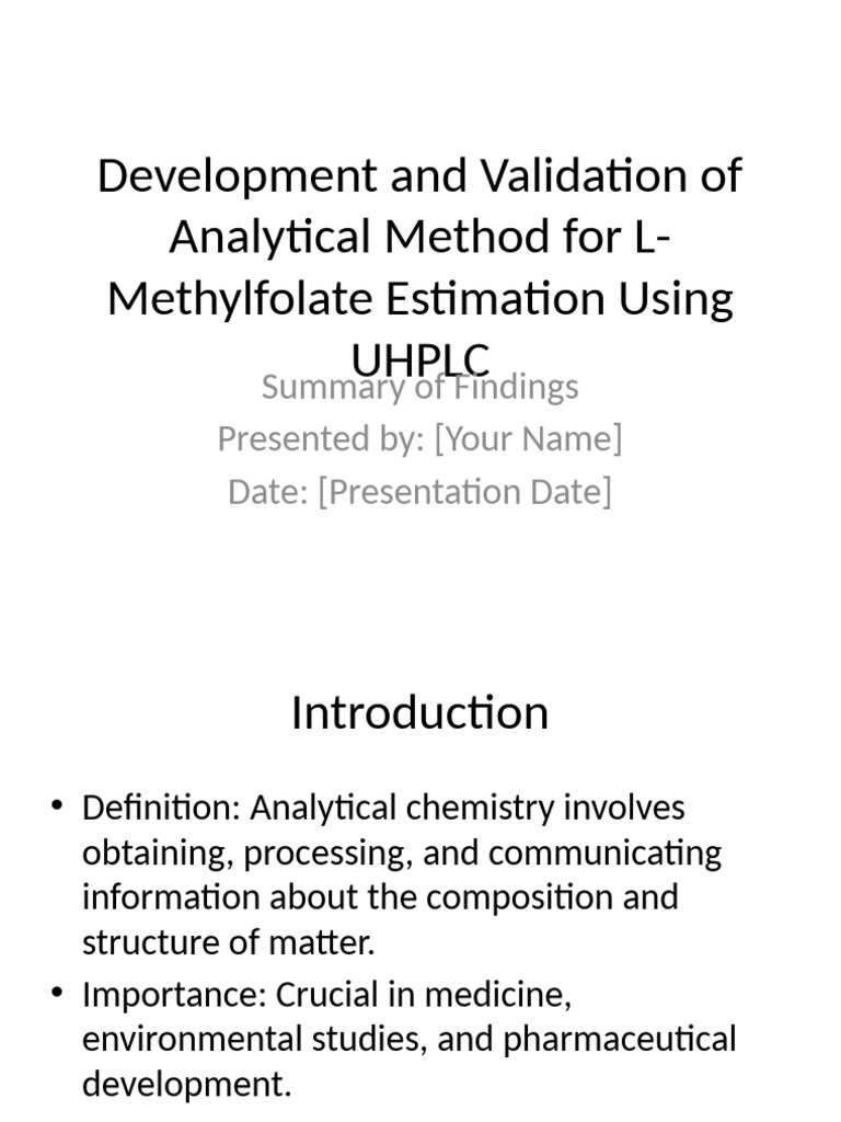 L Methylfolate Presentation | PDF | High Performance Liquid ...