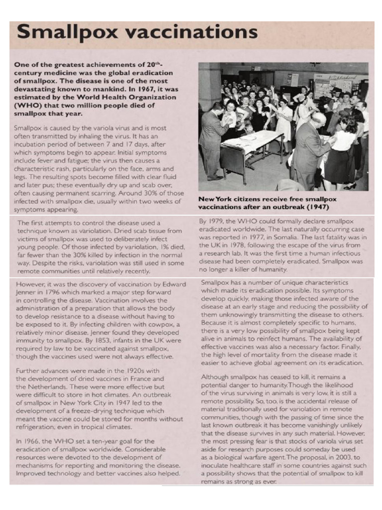 Smallpox Vaccination Simple Present Text | PDF