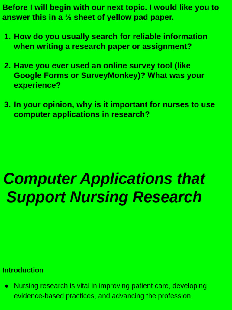 Computer Applications in Nursing Research | PDF | Spss | Statistics