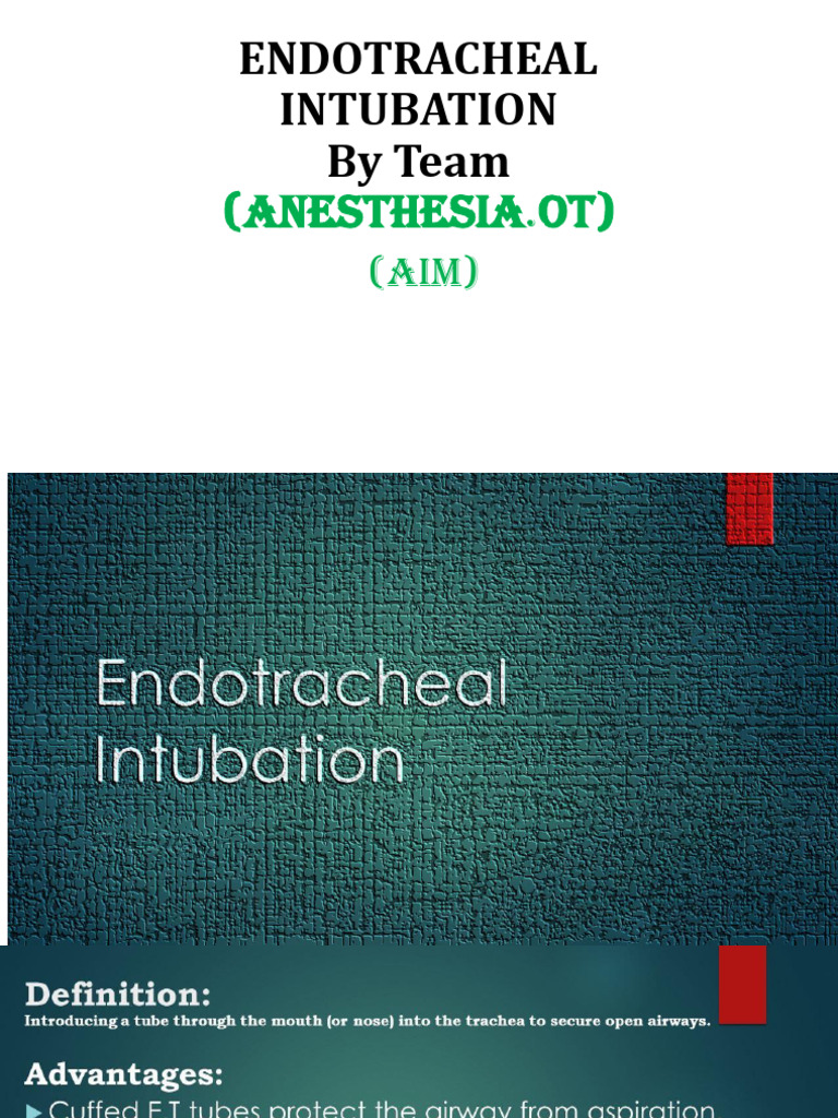 Endotracheal Intubation | PDF