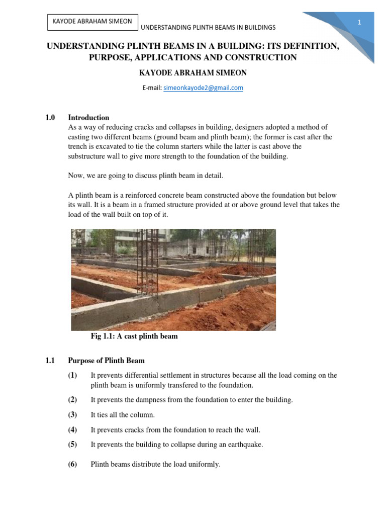 Plinth Beams: Definition and Construction | PDF | Concrete | Beam ...