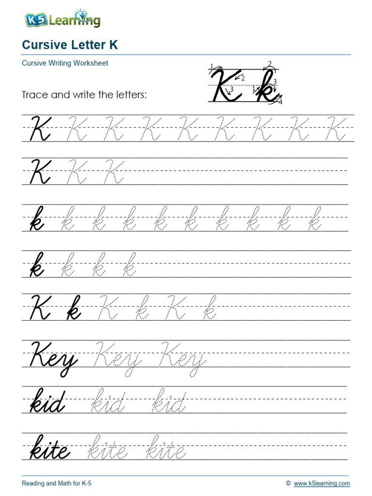 Cursive K Writing Worksheet K-5 | PDF