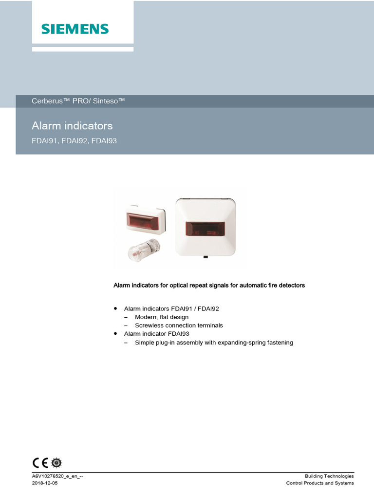 Fire Alarm Indicators FDAI91-93 Overview | PDF | Door | Electrical ...