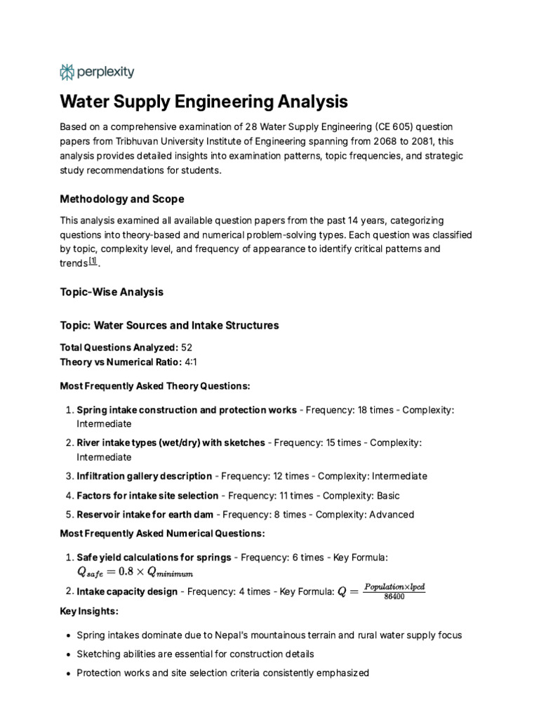 Water Supply Engineering Exam Insights | PDF | Water Purification