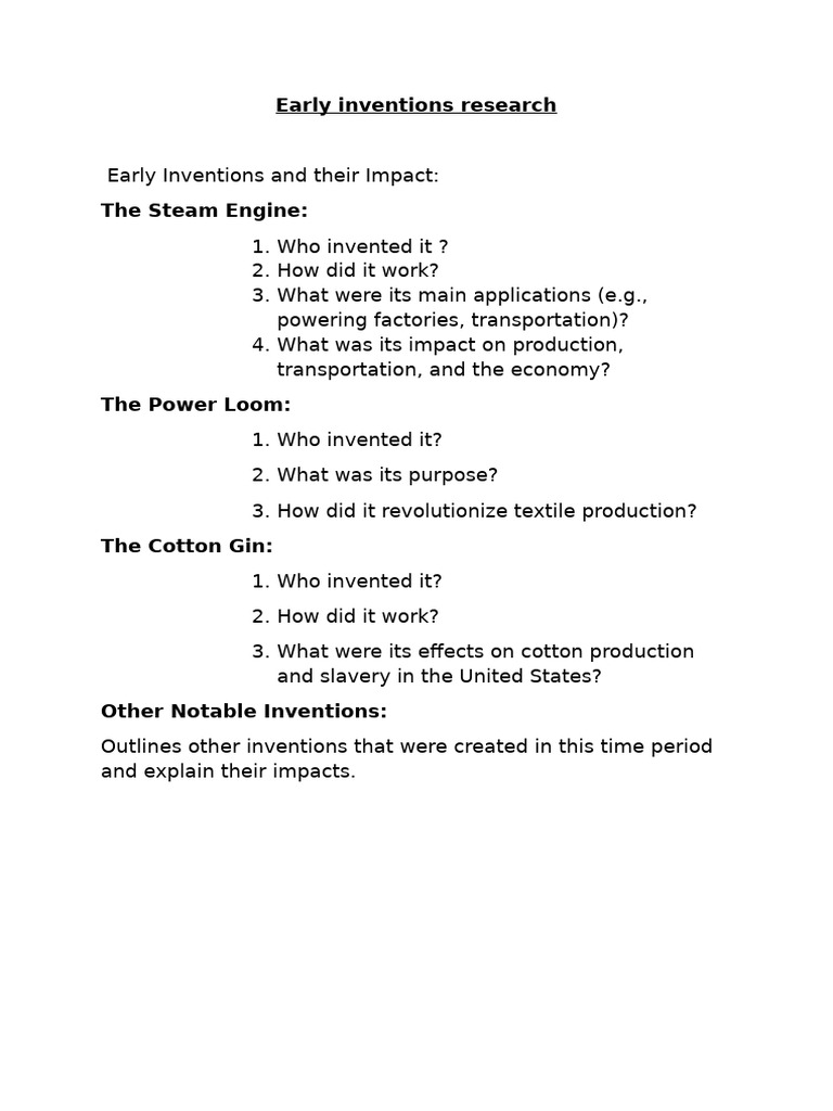 Impact of Early Inventions Explained | PDF