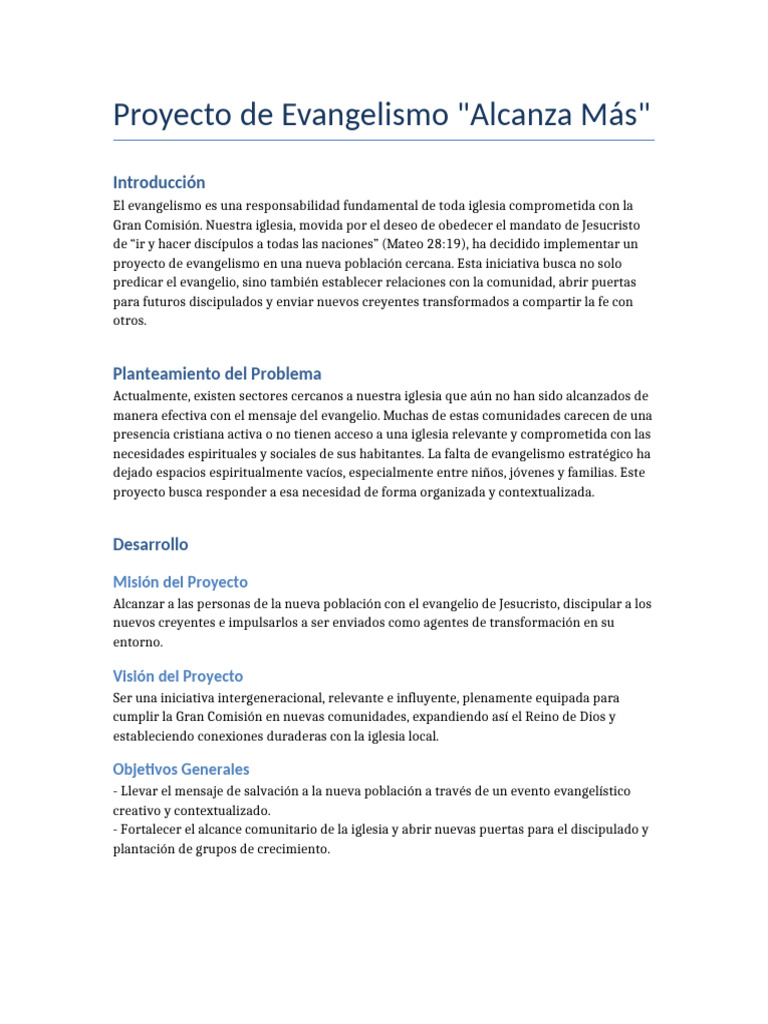 Proyecto de Evangelismo 