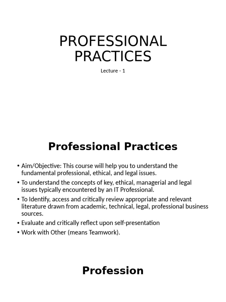 Professional Practices in IT Ethics | PDF | Profession | Software ...