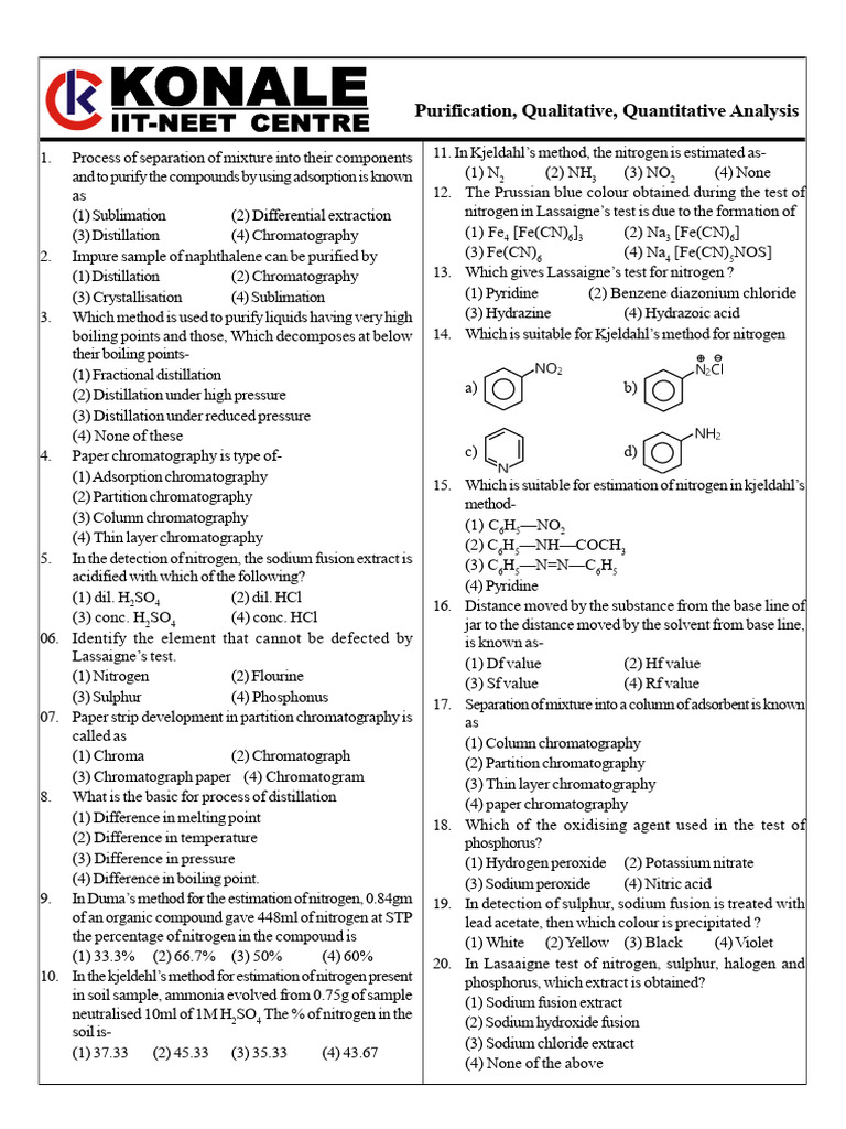 Mixture Separation and Purification Methods | PDF | Chemical Substances ...